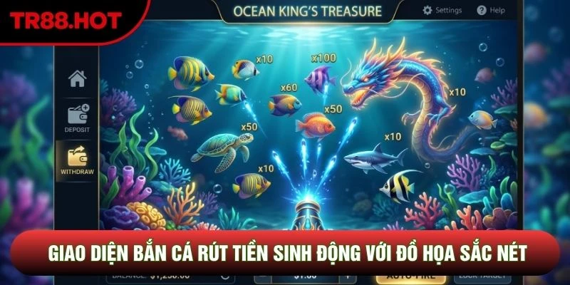 Giao diện bắn cá rút tiền sinh động với đồ họa sắc nét Giao diện bắn cá rút tiền sinh động với đồ họa sắc nét